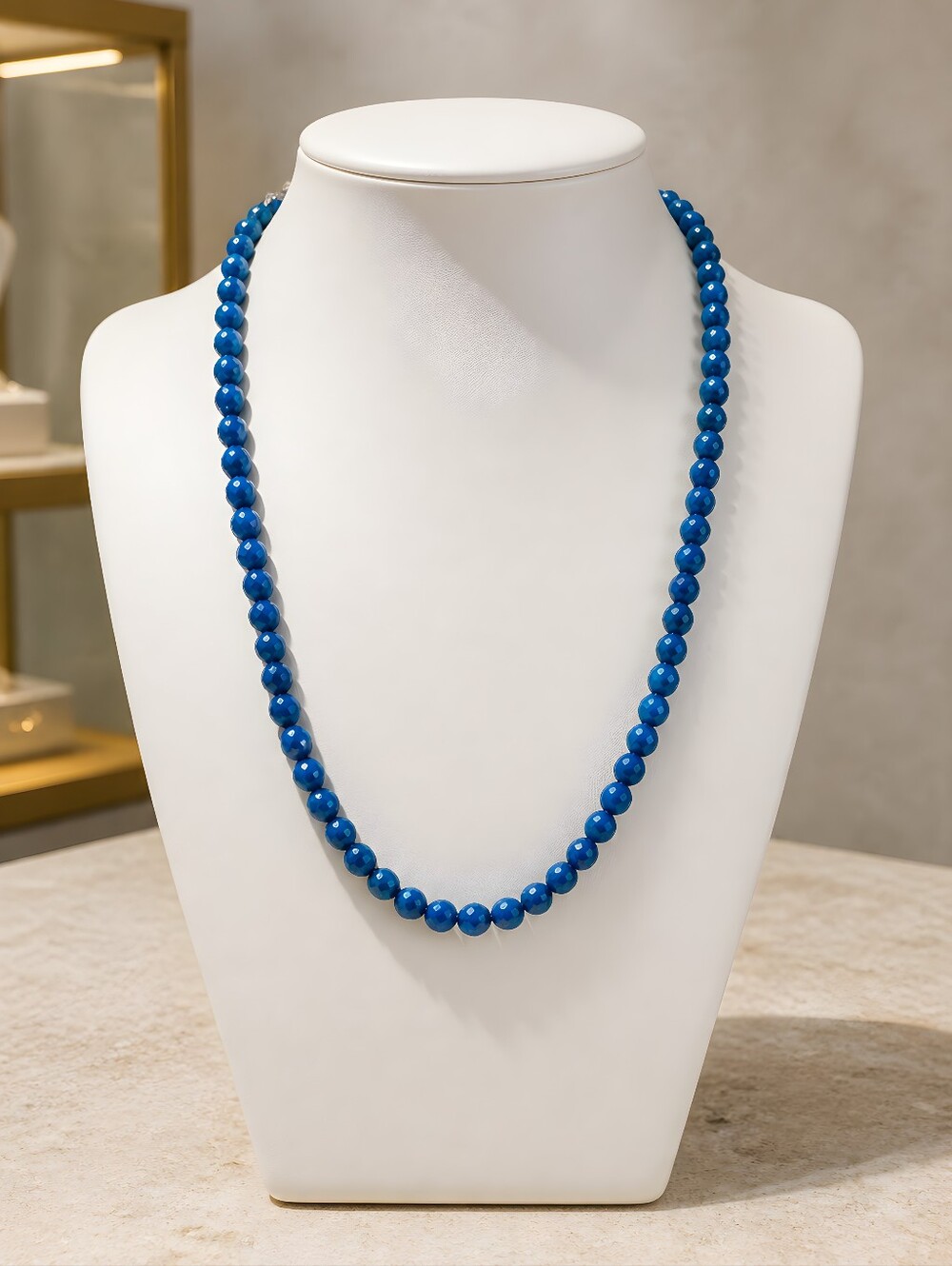 New Blue Apatite Semi-precious Necklace From India Hand Knotted